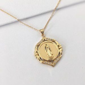 Brand New Gold Filled Virgin Mary Necklace